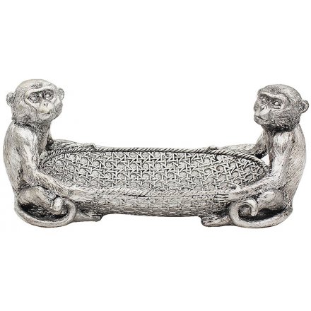 Silver Art Ornamental Monkey Plate 
