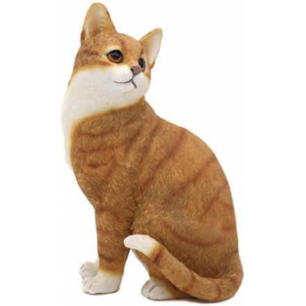 Sitting Ginger Tabby Cat Figure 