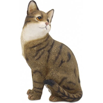 Sitting Brown Tabby Cat Figure 