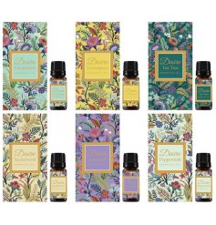 A gorgeously scented assortment of Aroma essential oils packaged within beautifully patterned gift boxes 