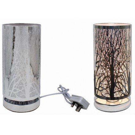 Silver Woodland Pattern Touch Lamp