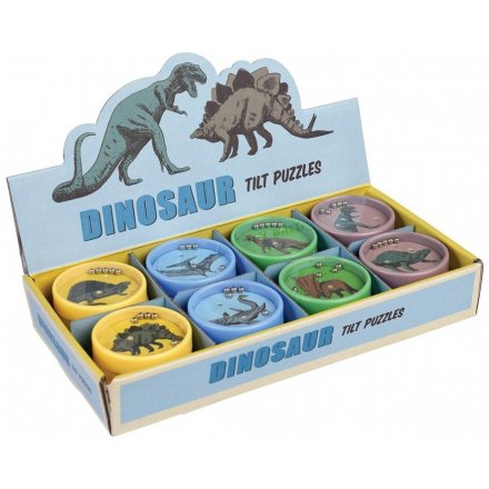 A set of 24 mini tilt puzzles with prehistoric dinosaur species. Ideal for party bags and stocking fillers.