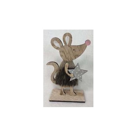 Standing Mouse With Star, 18cm 