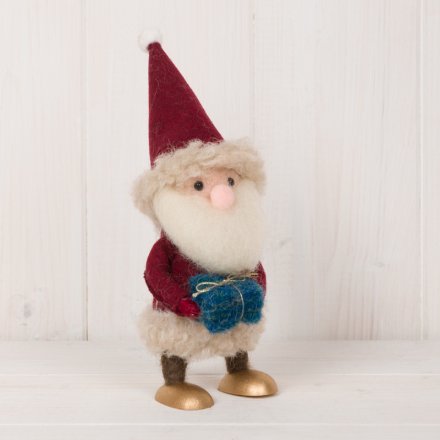 Woolly Standing Santa, 17cm 