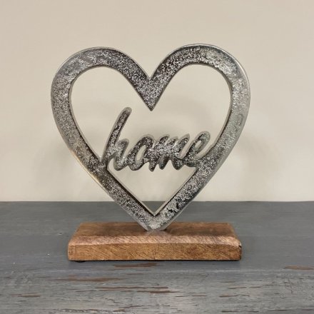 Metal Heart With Home Text, 22cm 