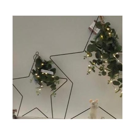 Hanging LED Star With Eucalyptus, 30cm 