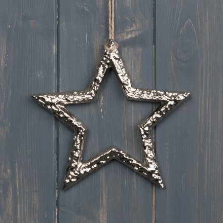 Silver Star Hanger, 15cm 
