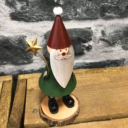 Standing Green Metal Santa, 14cm 