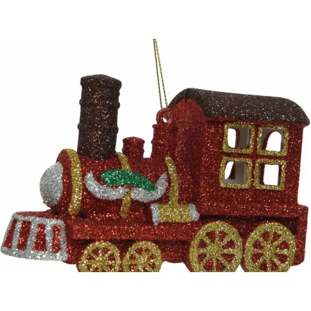 Red Glitter Train Hanger, 12.5cm | 50371 | Christmas / Hanging ...
