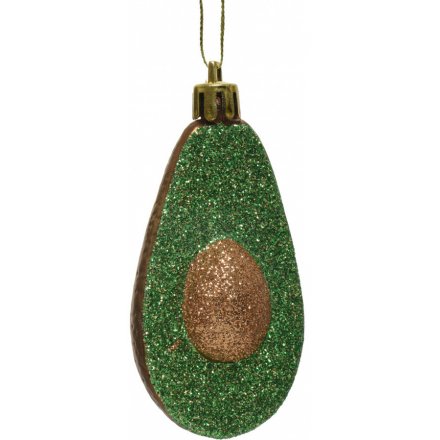 Sure to add a quirky twist to any Christmas Scene Display, a hanging glittery Avocado decoration 