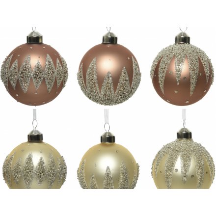  A sleek assortment of camel brown and champagne toned matte baubles, each set with a spiked beaded design 