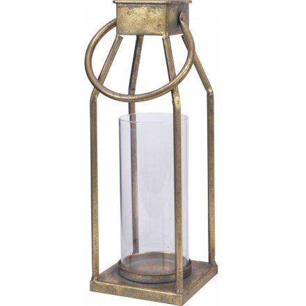 Contemporary Gold Lantern, 25cm 
