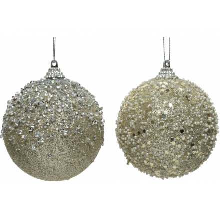 Sure to bring a glittery hint to any tree at Christmas, an assortment of foam baubles covered in sequins and diamontes 