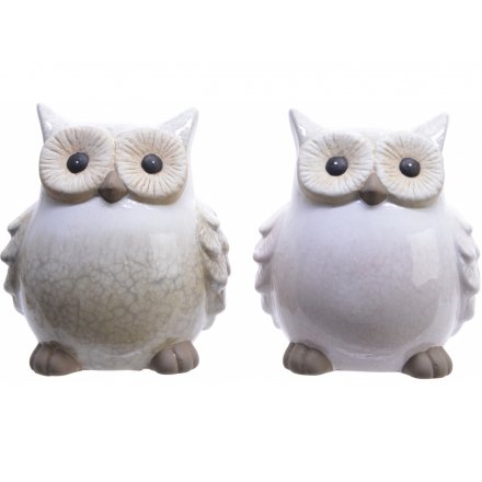 Assorted Smooth Terracotta Owls, 15cm 