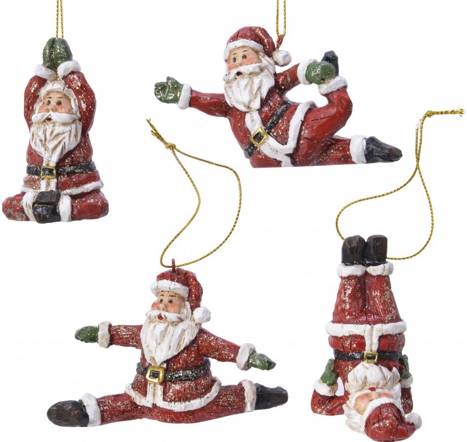 Assorted Yoga Posed Santa Decorations, 8cm | 50460 | Christmas ...