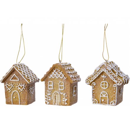 Assorted Hanging Gingerbread Houses, 7cm 
