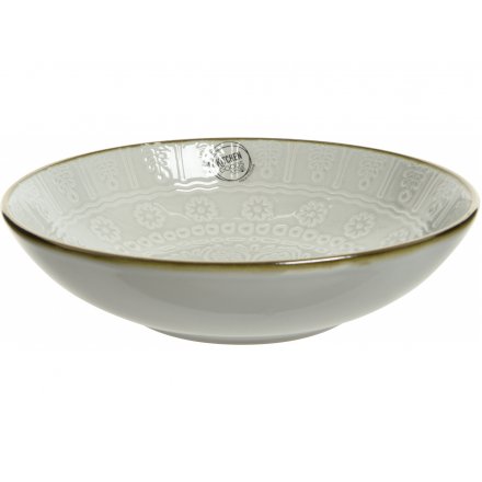 Metallic Rimmed Stoneware Soup Bowl, 20cm 
