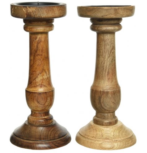 Beautiful natural candle holders made from mango wood. 