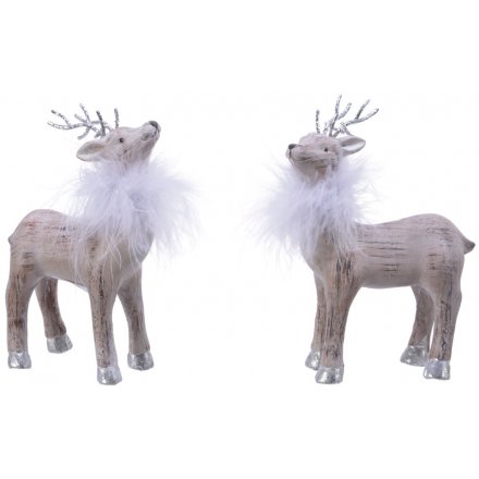Assorted Faux Feather Terracotta Reindeer, 15.5cm 