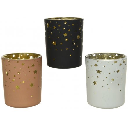 Assorted Star Cut Candle Holders, 8cm 