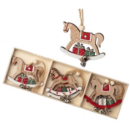 Wooden Hanging Rocking Horse Set of 6