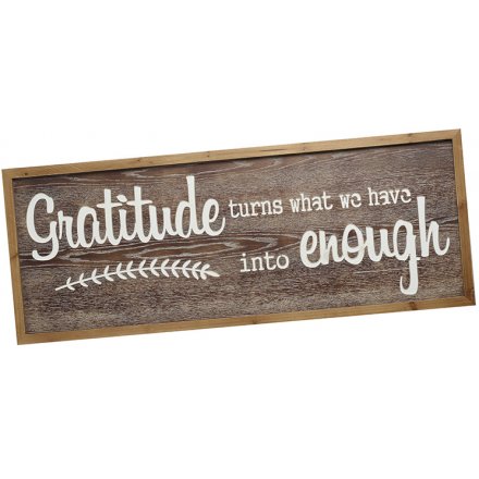 Gratitude Wooden Plaque, 80cm 