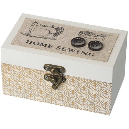 Wooden Sewing Kit Box, 14cm 