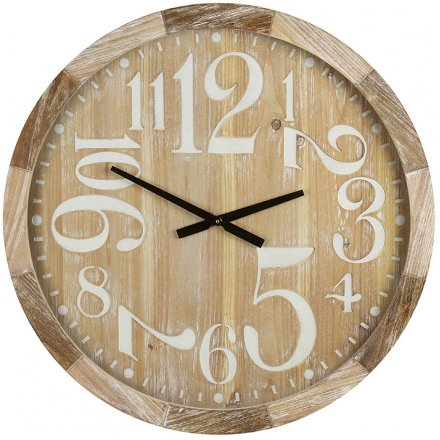 Large Natural Wooden Clock, 77cm 