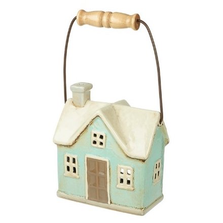 Small Ceramic House Tlight Holder, 15.5cm 