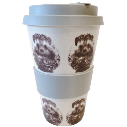 Hedgehog Print Bamboo Travel Mug, 14.5cm 