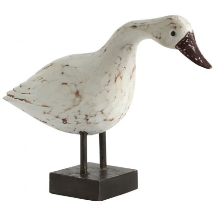 Rustic Wooden Carved Duck, 26cm 
