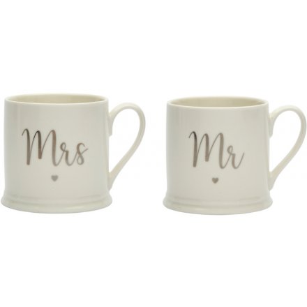 Set of Mr & Mrs Ceramic Mugs 