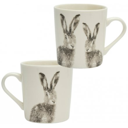 White Ceramic Hare Mug, 10cm 