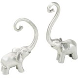 A mix of standing elephant Ring Holders in a distressed silver tone 