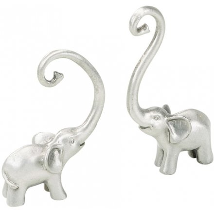 Rustic Silver Elephant Ring Holders, 8.5cm 