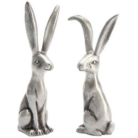 Tarnished Silver Bunny Ring Holders, 8cm 