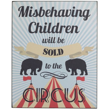 Sold To The Circus Metal Sign, 30cm 