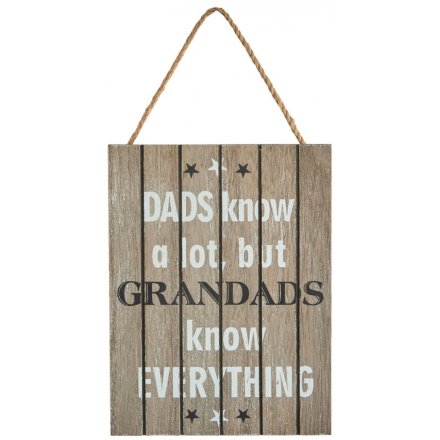 Grandads Know Everything Wooden Sign, 15.5cm 