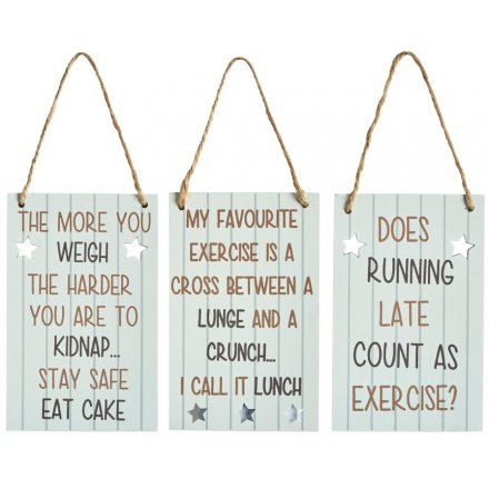 Exercising Assorted Metal Signs, 11cm 