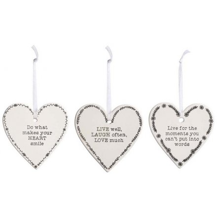 Ceramic Hanging Heart Plaques, 8cm 