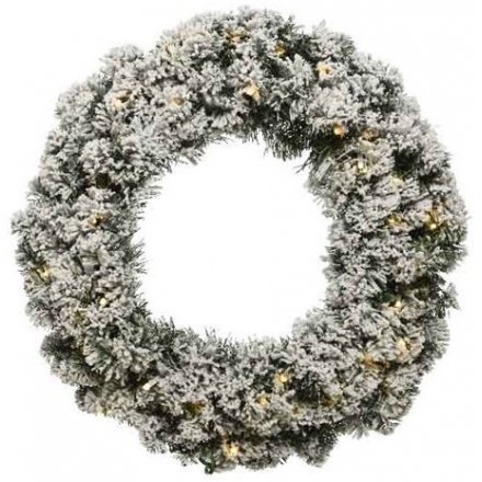 Pre Lit Imperial Snow Wreath 50cm