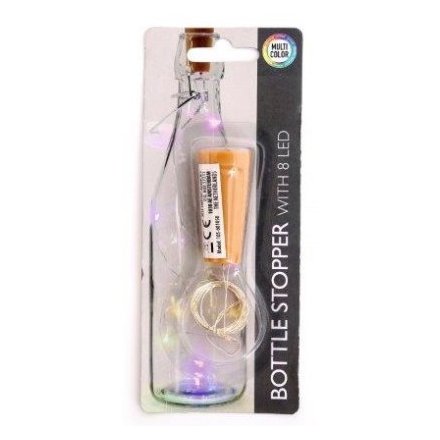 Perfect for upcycling old glass bottles, a plastic cork top with fitted Colourful LED Lights 