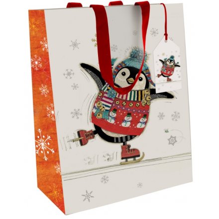 Bug Art Penguin Festive Gift Bag, Medium