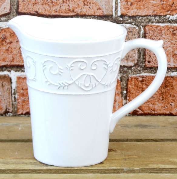 White Ceramic Jug With Detail, 15.5cm 50754 Homeware / Jugs & Vases