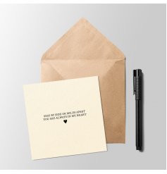  ﻿﻿A sweetly scripted greetings card complete with a plain brown paper envelope 