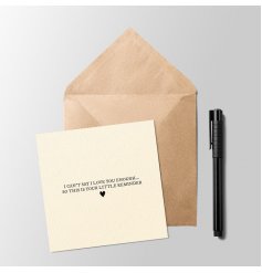  ﻿﻿A sweetly scripted greetings card with a basic print text decal and small heart finish 