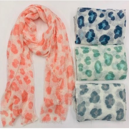 Assorted Colourful Animal Print Scarves, 4asst  