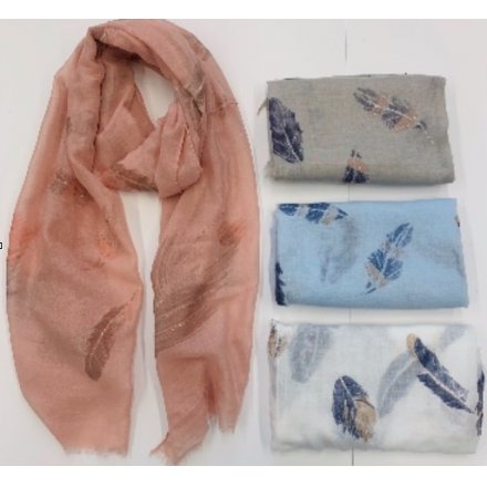 Assorted Feather Print Scarves
