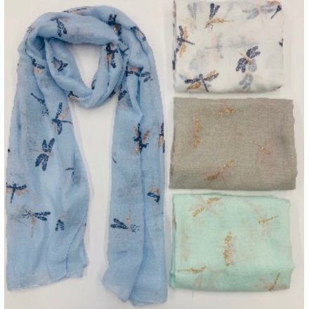 Assorted Dragonfly Print Scarves 