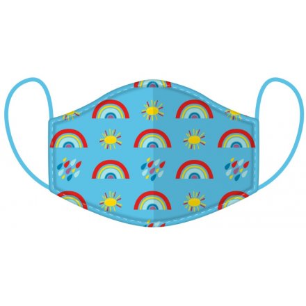 Keep yourself and others safe with this colourful rainbow and sunshine print face covering.